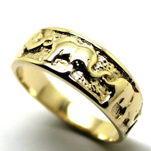 Echter 9 Karat Gelb-, Rosé- oder Weißgold Elefant Ring Größe Q
