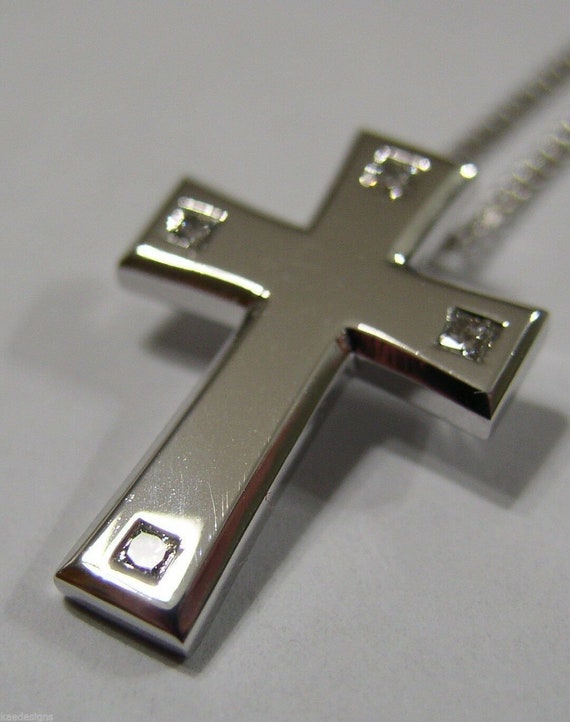 New Genuine 18ct / 750 White Gold Crucifix Cross and Genuine