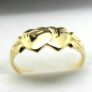 Size O Solid New 9ct 9Kt Yellow Gold Double Heart Signet Ring