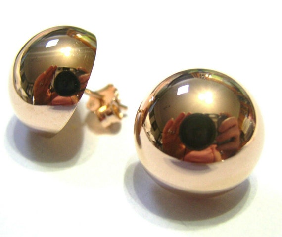 ORECCHINI ORO GIALLO 750 18K, PENDENTI, DOPPIA SFERA, MADE IN ITALY
