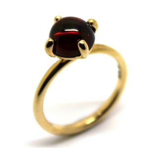 Genuine 9ct 9k Yellow Gold Cabochon Garnet Stacker Ring