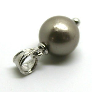 9kt 9ct White Gold Platinum Pearl Ball Drop Pendant *Free Express Post In Oz*