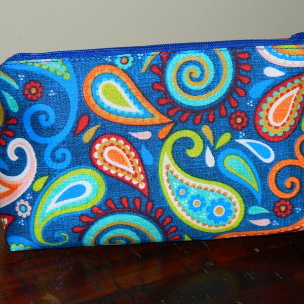 Royal Blue Paisley Cosmetic Bag