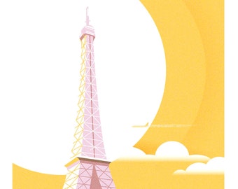 Paris Eiffel Tower Stylish Art Print, Colour Variations