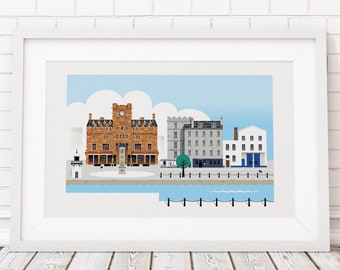 Edinburgh Leith Shore, Colourful Art Print, Malmaison