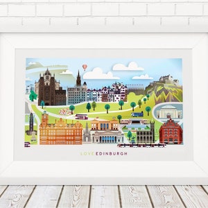 Edinburgh Skyline Colourful Print