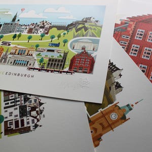 Edinburgh Skyline Colourful Print, Landmarks Art, Castle, Princes Street image 5