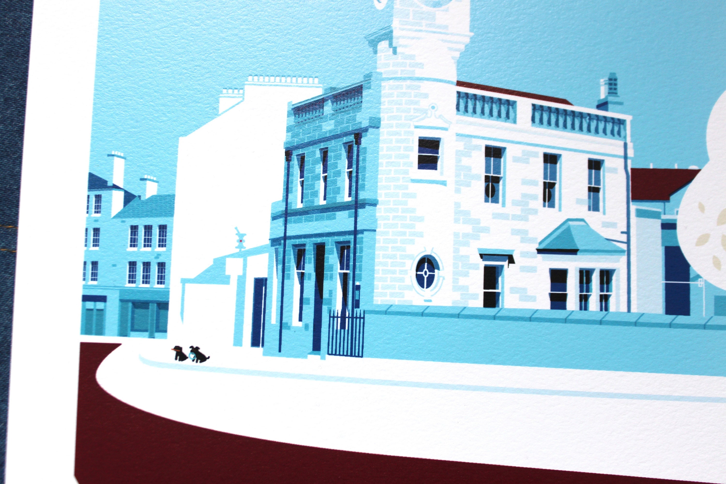 Edinburgh Stockbridge Art Print Street Scene in Blue Etsy