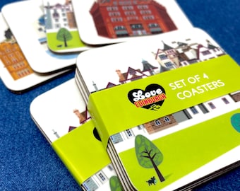Edinburgh Pack of 4 Colourful Landmarks Coasters