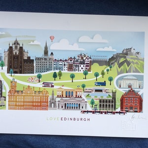 Edinburgh Skyline Colourful Print, Landmarks Art, Castle, Princes Street image 3