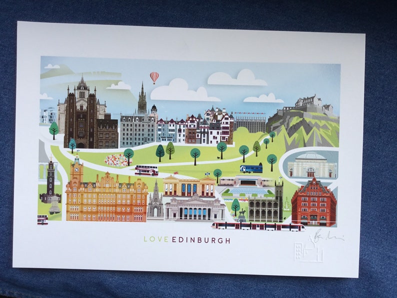 Edinburgh Skyline Colourful Print, Landmarks Art, Castle, Princes Street image 3