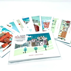 Paquete de postales navideñas de Edimburgo (paquete de 9), invitaciones para fiestas navideñas, relleno de calcetines