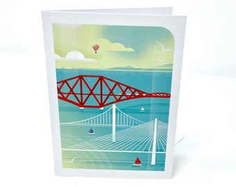 Edinburgh Forth Bridges Card (Single), Scotland, Blank Greetings Card