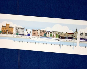Edinburgh Leith Panorama Stylish Illustration Print, The Shore