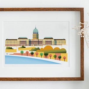Budapest Buda Castle Bright Modern Art Print, Hungary, Danube