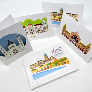 Budapest Greetings Card Pack, Blank Thank You Cards, Hungarian