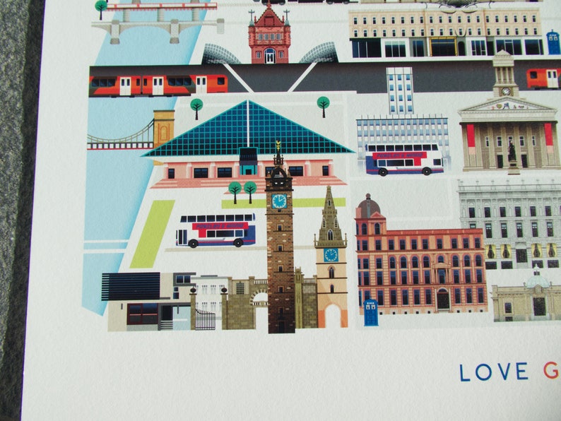 Glasgow Skyline Art Print Kelvingrove Sauchiehall Street Etsy