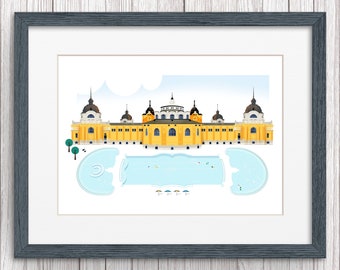 Budapest Szechenyi Thermal Spa Baths Cheerful Vibrant Yellow Print