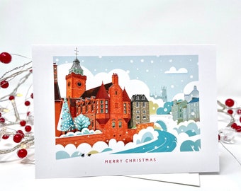 Edinburgh Christmas Single Card, Dean Village, Blank Xmas Holiday