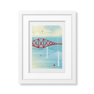 Edinburgh Forth Bridges Skyline Colourful Print