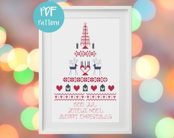 Scandi Christmas Tree Cross Stitch Pattern | Nordic Festive Design (PDF)