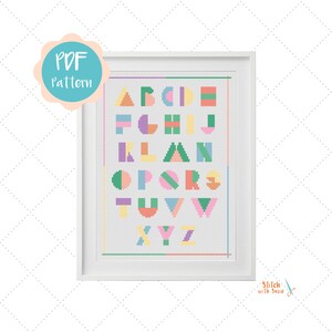 Colour Block Alphabet Cross-Stitch Pattern | PDF Instant Download | Pastel Alphabet | Nursery Decor | Baby Shower Gift