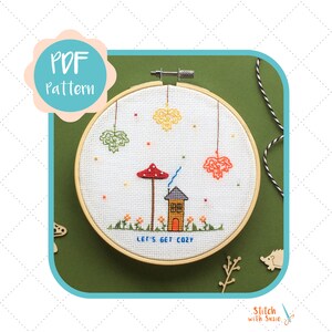 Let&#39;s get Cozy Cross Stitch Pattern | Cosy Cross Stitch | Autumn Fall Cross Stitch Pattern | Instant Download PDF