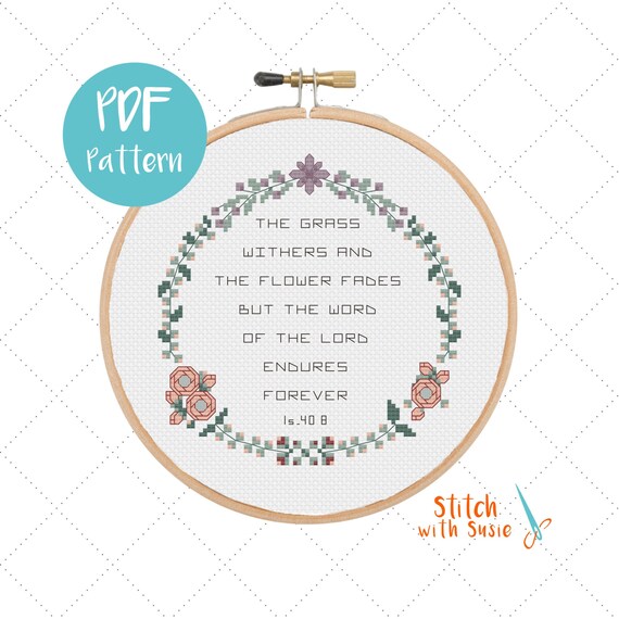 The Grass Withers Bible Cross Stitch Pattern Isaiah 40:8 | Etsy Ireland