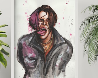 Yungblud - Dominic Harrison  - Original watercolour portrait painting- A4 Gloss Art Print - 250 GSM - Limited Edition alternative Musician