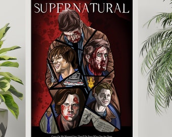 Übernatürliche - Original A4 Glanz Posterdruck - 250 GSM - Limited Edition - Dean und Sam Winchester - letzte Saison