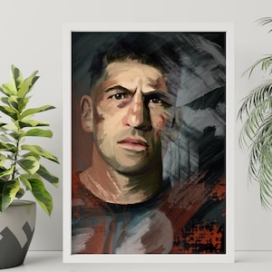 The Punisher -Jon Bernthal -Frank Castle -Original Oil Painting Style Print - A4 - 250 GSM gloss paper high quality print - limited Edition image 1