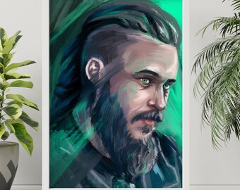 Ragnar Lothbrok - Travis Fimmel - Vikings - Original Oil Painting Style Print - A4 - 250 GSM gloss paper high quality print
