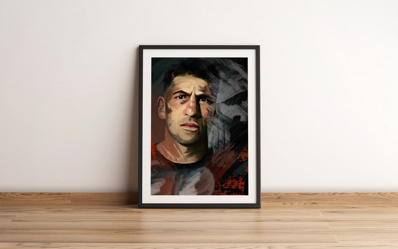 The Punisher -Jon Bernthal -Frank Castle -Original Oil Painting Style Print - A4 - 250 GSM gloss paper high quality print - limited Edition image 2