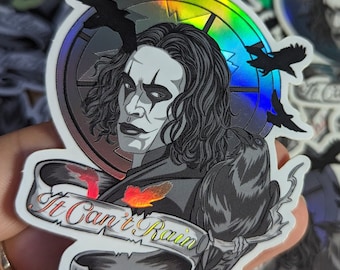 Adhesivo holográfico de El Cuervo - Película - Brandon Lee - Cómic - Resistente a la intemperie - Funda para teléfono - Adhesivos para portátil y iPad