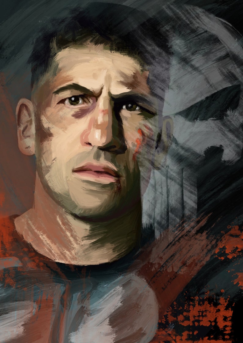 The Punisher -Jon Bernthal -Frank Castle -Original Oil Painting Style Print - A4 - 250 GSM gloss paper high quality print - limited Edition image 3
