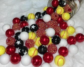 Softball 20mm Bubblegum Bead Mix