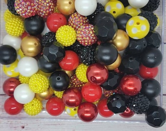Mélange de perles de chewing-gum rouge/noir/jaune 20 mm