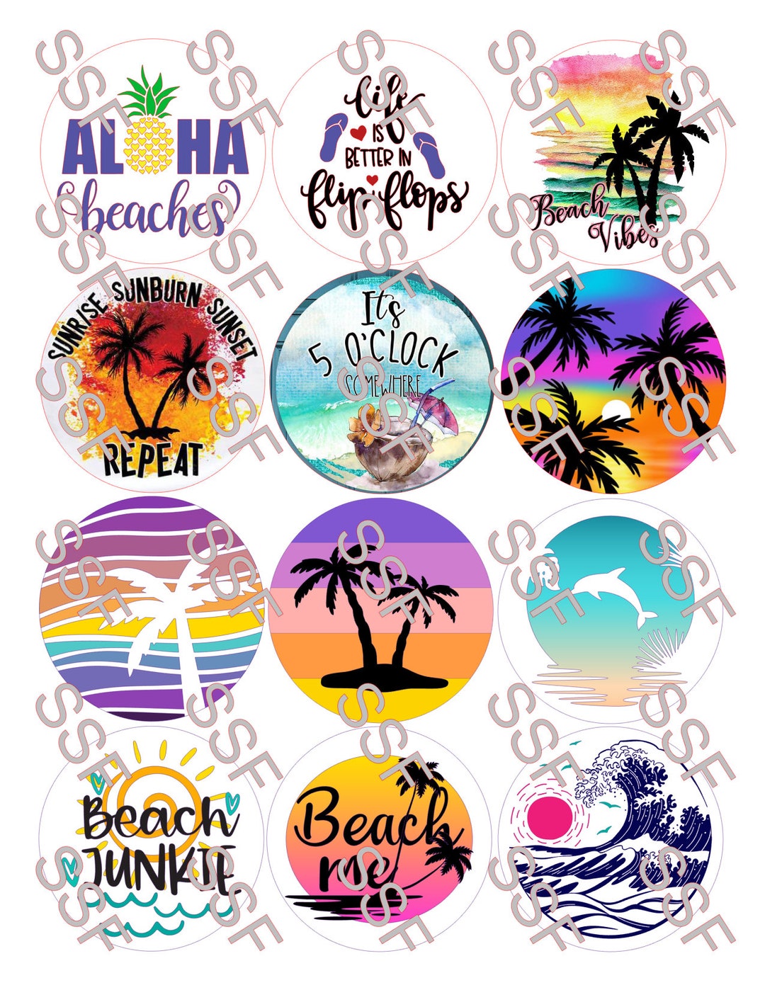 Beach Digital Cardstock Cutouts - Etsy