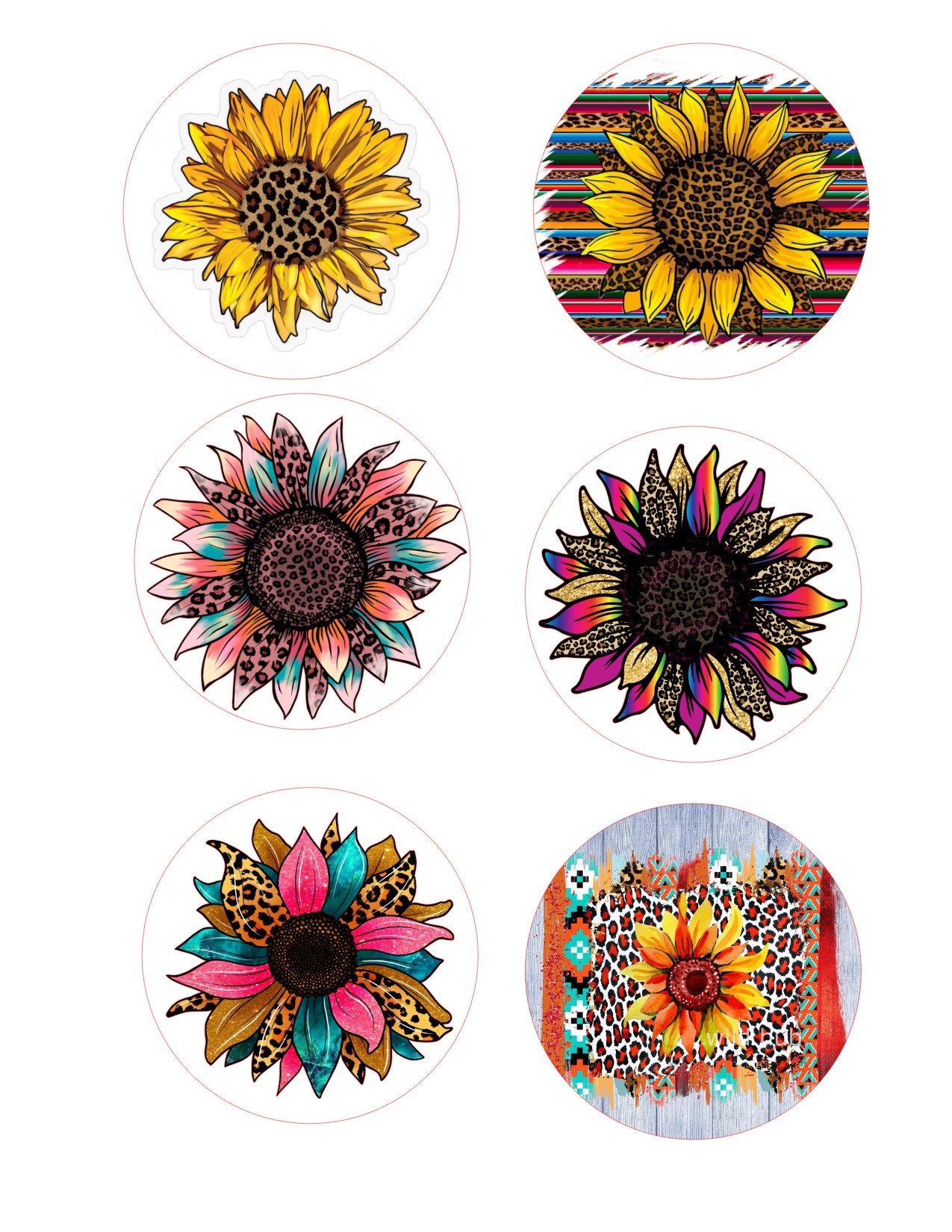 Cheetah Leopard Sunflower 2 Cardstock Cutouts