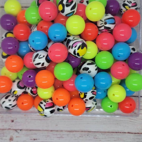 Neon 20mm Bubblegum Bead Mix