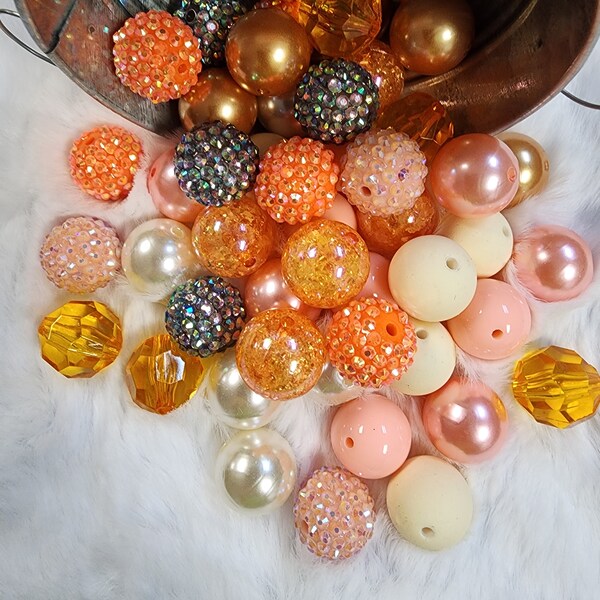 Peach Coral 20mm Bubblegum Bead Mix