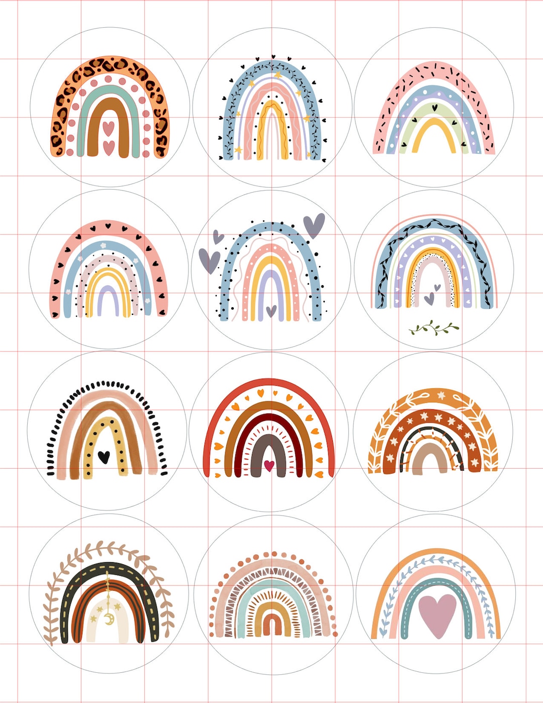 Boho Rainbow Cardstock Cutouts Etsy