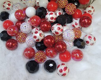 Ladybug 20mm Bubblegum Bead Mix