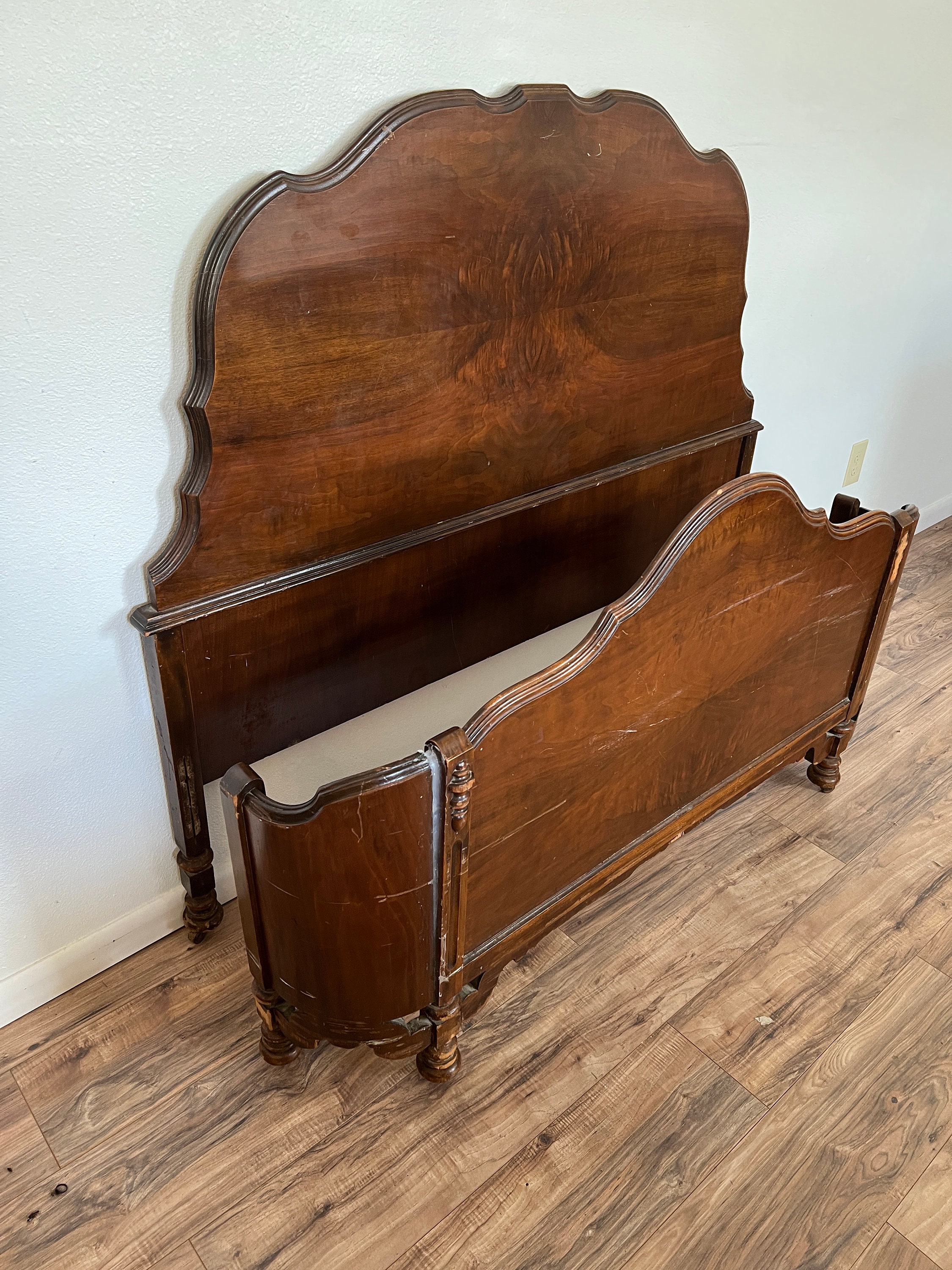 Painted Furniture Hand Painted Antique Bed, Headboard and Footboard Customize bedroom Set With