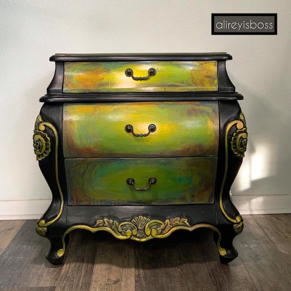 Custom Color Option (Piece Pictured is Sold Do Not Purchase!) - "Beetle House" - Bombay Chest / Bombe Dresser - Hand Painted Furniture