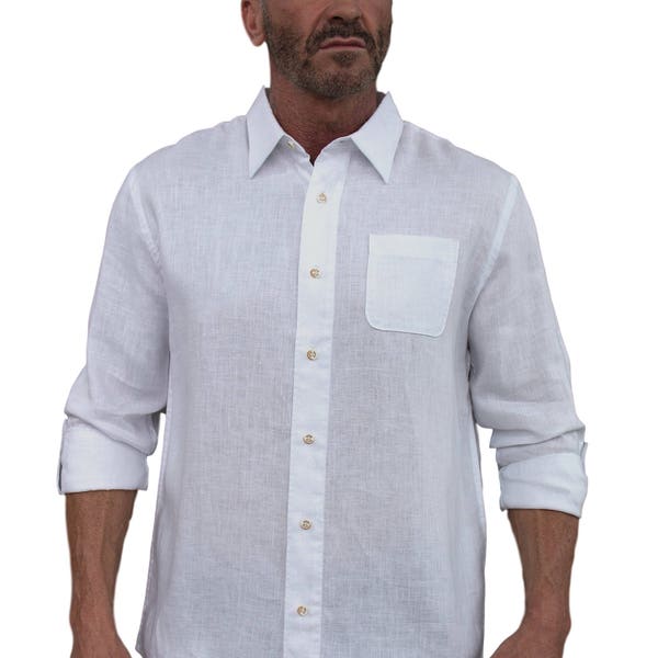 Short Fin Long Sleeve 100% Linen shirt for men