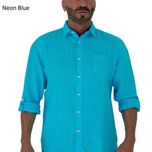 Short Fin Langarm 100% Leinenhemd für Männer (Slim Fit)