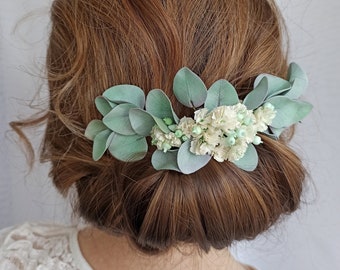 Eucalyptus hair comb, Gypsophila Floral hairpiece, Eucalyptus Rustic Hair Pins, Bridal Hair Pins, Headband for first holy communion