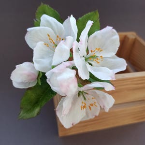 Cold porcelain Apple blossom, Branch of blossoming apple tree, Spring blossom, Flower centerpiece, Table decor