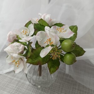 Cold porcelain Apple blossom, Branch of blossoming apple tree, Spring blossom, Flower centerpiece, Table decor